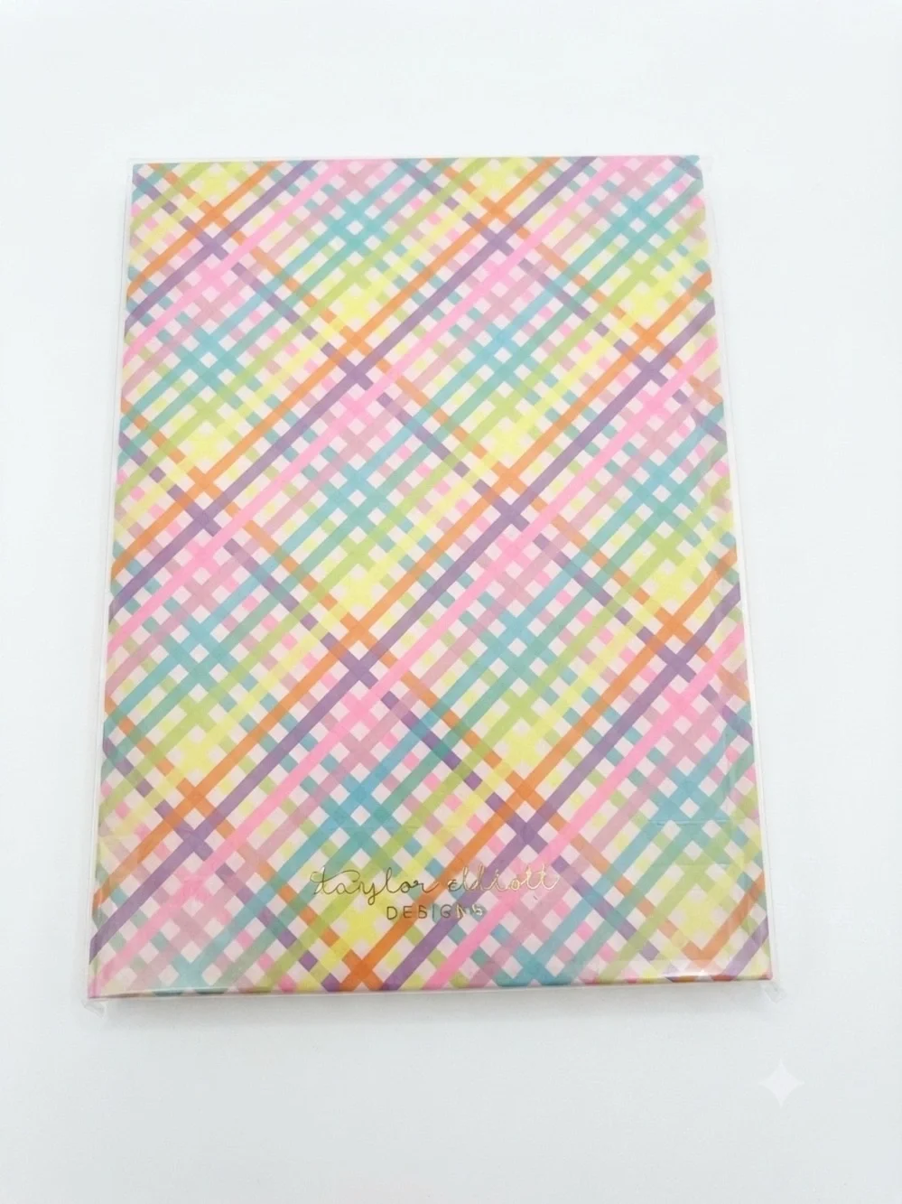 Taylor Elliot Colorful Gingham Hardcover Notebook Gold Foil Motivational